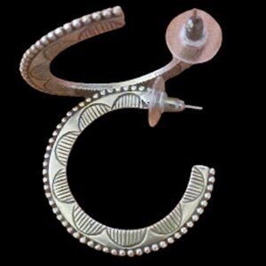 Southwestern Style, Hand Stamped, Scalloped/Sunray Pattern Hoop Earrings